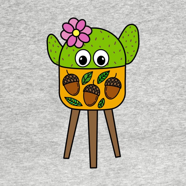 Cute Cactus Design #295: Pretty Cactus In Acorn Planter by DreamCactus